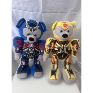 Build A Bear 16” Transformers Bumblebee Yellow And Optimus Prime BAB Lot